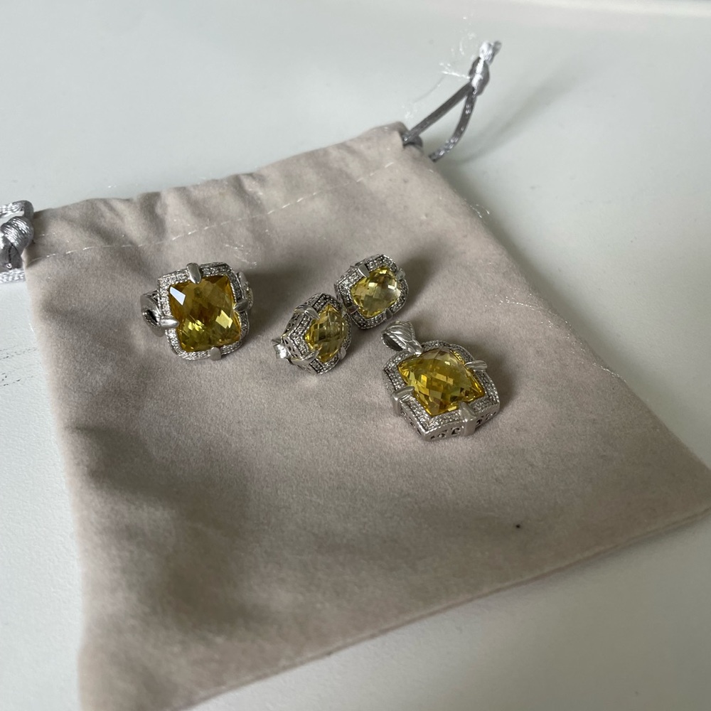 CHARRIOL Citrine JEWELRY SET- PENDENT, EARRINGS AND RING - Picture 8 of 9